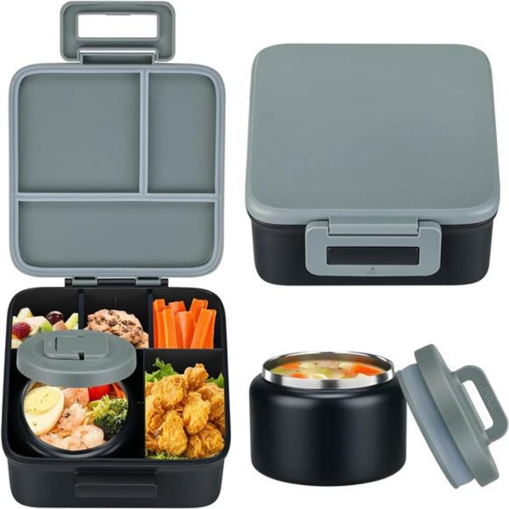 Kids Bento Lunch Box With 8oz Soup Thermo, Leakproof Lunch